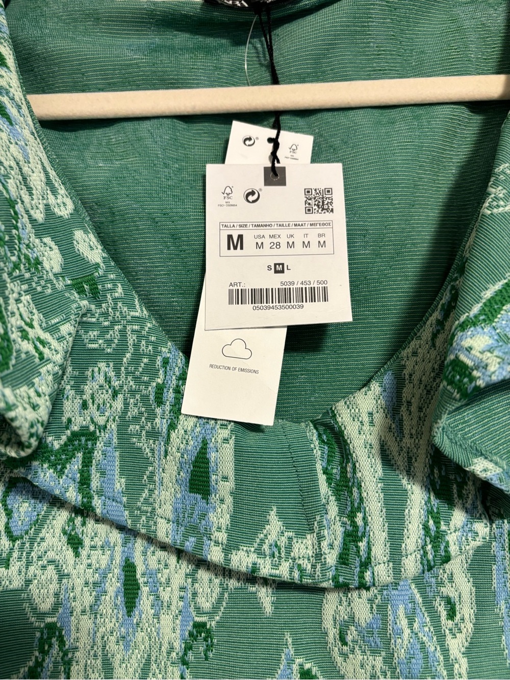 NEW Zara Green Paisley Ruffle-Trim Crop Top - Picture 2 of 4